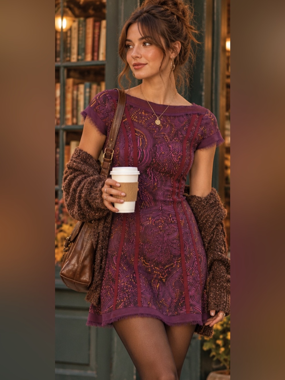 NWT Y2K Nanette Lepore Plumb Mini Dress - Romantic Fall Vibes 🍂💜